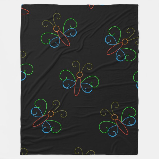 Neon Butterfly Fleece Blanket (Front)