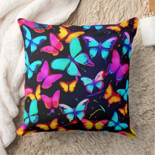 Neon Butterfly Pattern Cushion