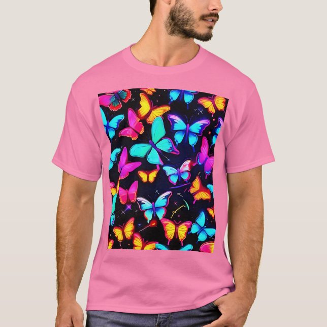 Neon Butterfly Pattern T-Shirt (Front)