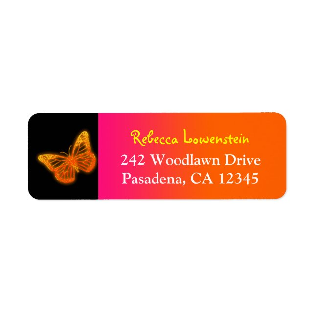 Neon Butterfly Return Address Label (Front)