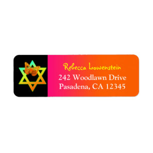 Neon Butterfly Return Address Label 2