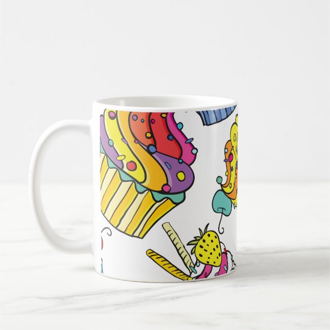 Neon Cakes: Pop Art Pattern. Coffee Mug (Left)