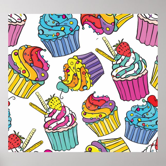 Neon Cakes: Pop Art Pattern. Poster (Front)