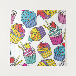 Neon Cakes: Pop Art Pattern. Tapestry