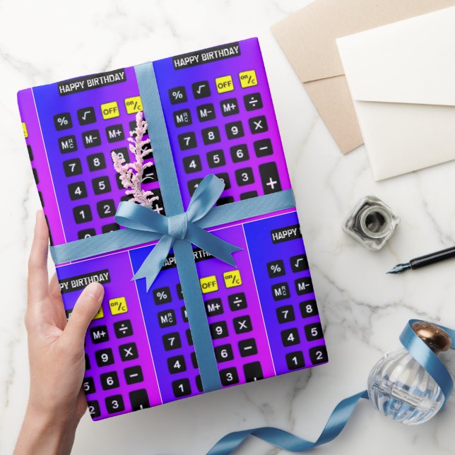 Neon Calulator Birthday Wrapping Paper (Gifting)