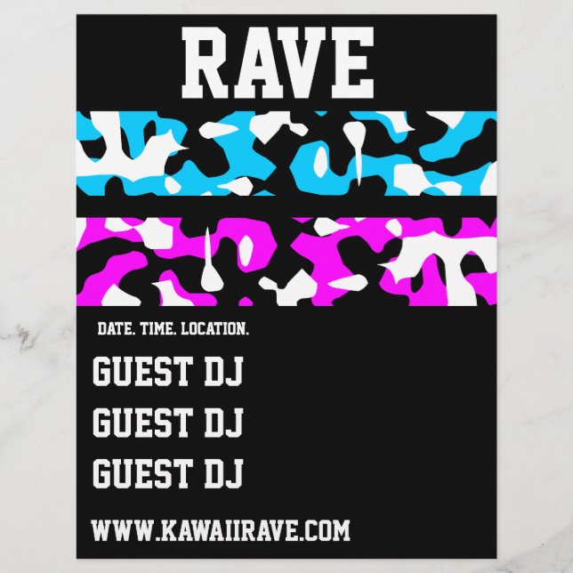 Neon Camo Stripes Custom Rave Flyers (Front)