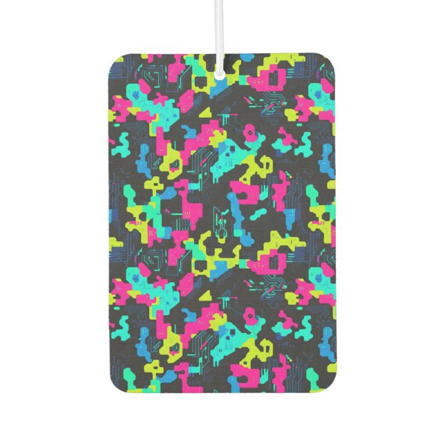 Neon Camouflage Pattern Car Air Freshener (Front)