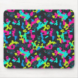 Neon Camouflage Pattern Mouse Pad