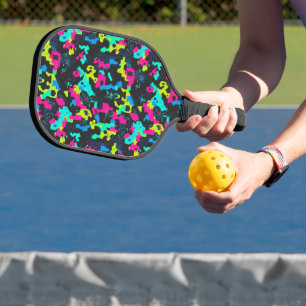 Neon Camouflage Pattern Pickleball Paddle
