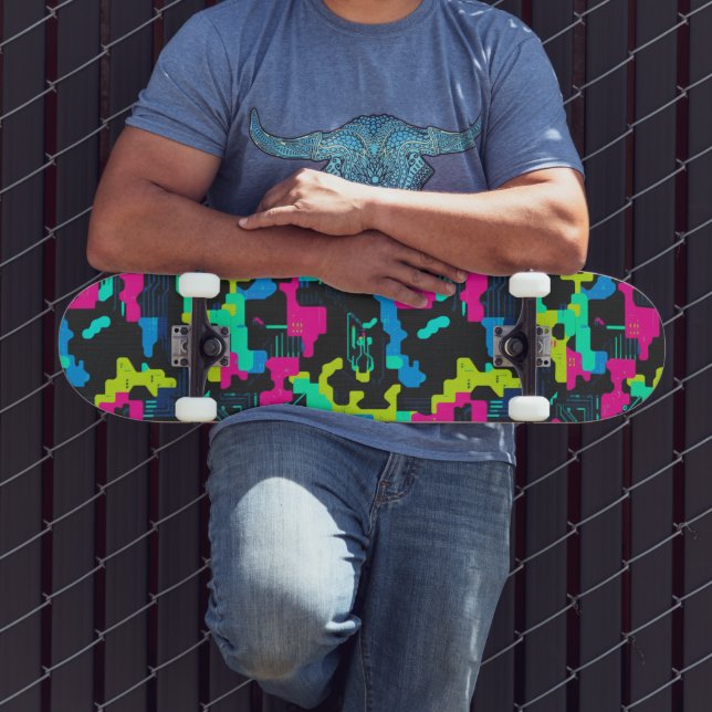 Neon Camouflage Pattern Skateboard (Outdoor 3)