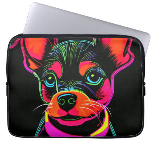 Neon Canine Puppy Art Laptop Sleeve