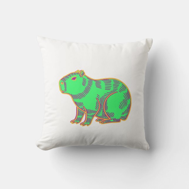 Neon Capybara – Cute Colorful Animal  Cushion (Front)