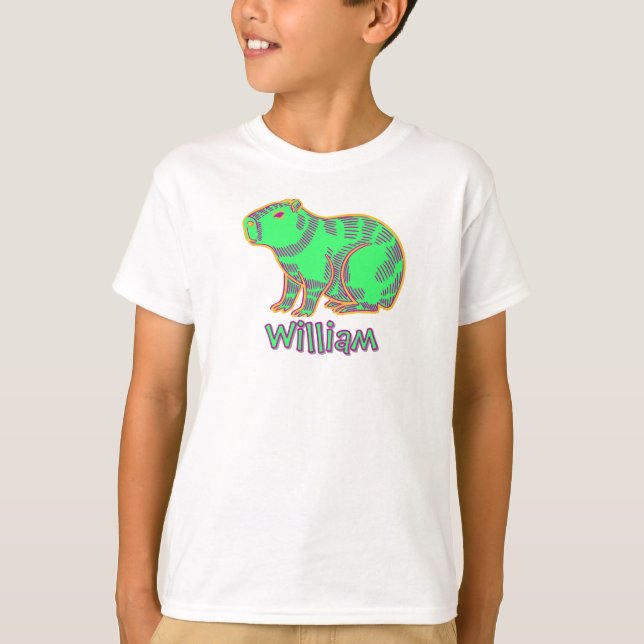 Neon Capybara Kids T-Shirt – Cute Colorful Animal  (Front)