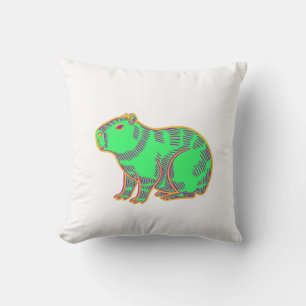 Neon Capybara Kids T-Shirt – Cute Colorful Animal Cushion