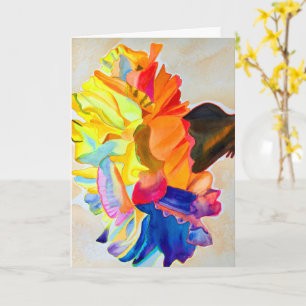 Neon Carnation watercolor flower Card