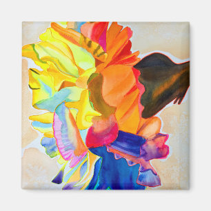 Neon Carnation watercolor flower Magnet