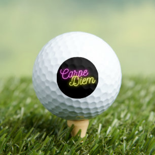 Neon Carpe Diem Word Art  Golf Balls