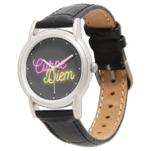 Neon Carpe Diem Word Art Watch