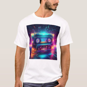 Neon Cassette Tape Retro Design T-Shirt