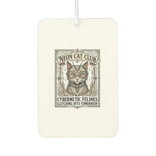 Neon Cat Club Cat Cyberpunk Vintage Vector Art Shi Car Air Freshener