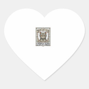 Neon Cat Club Cat Cyberpunk Vintage Vector Art Shi Heart Sticker
