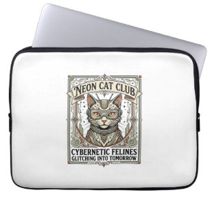 Neon Cat Club Cat Cyberpunk Vintage Vector Art Shi Laptop Sleeve