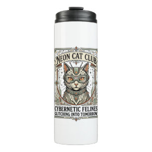 Neon Cat Club Cat Cyberpunk Vintage Vector Art Shi Thermal Tumbler