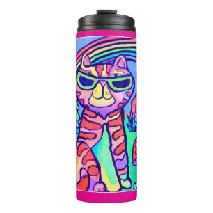  Neon Cat Cool Art Painting Fun Design Thermal Tumbler