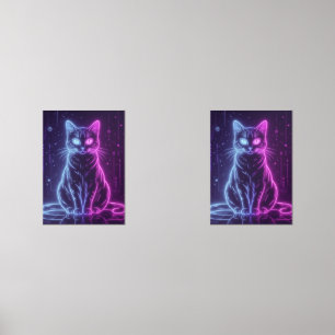 **Neon Cat Design – Glowing Futuristic Feline Art*