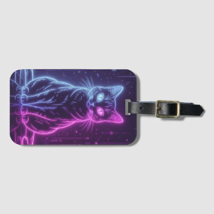 **Neon Cat Design – Glowing Futuristic Feline Art* Luggage Tag