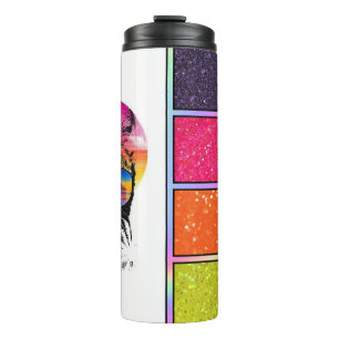 Neon Cat   Faux glitter Thermal Tumbler