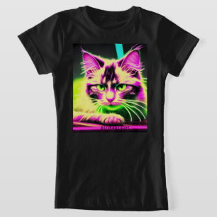 Neon Cat Feline Fiesta Teen Girl Birthday  T-Shirt