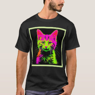 Neon Cat Portrait T-Shirt