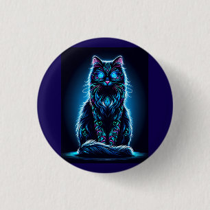 Neon Cat Vivid Background-97948 3 Cm Round Badge