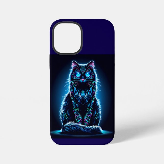 Neon Cat Vivid Background-97948 iPhone Case (Back)