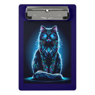 Neon Cat Vivid Background-97948 Mini Clipboard