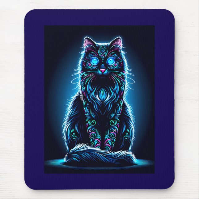 Neon Cat Vivid Background-97948 Mouse Pad (Front)