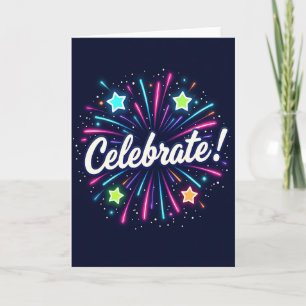 Neon Celebration Birthday Card