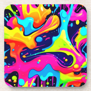 Neon Chaos Liquid Colour Explosion Coaster