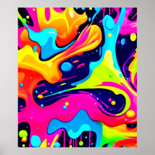 Neon Chaos Liquid Colour Explosion Poster