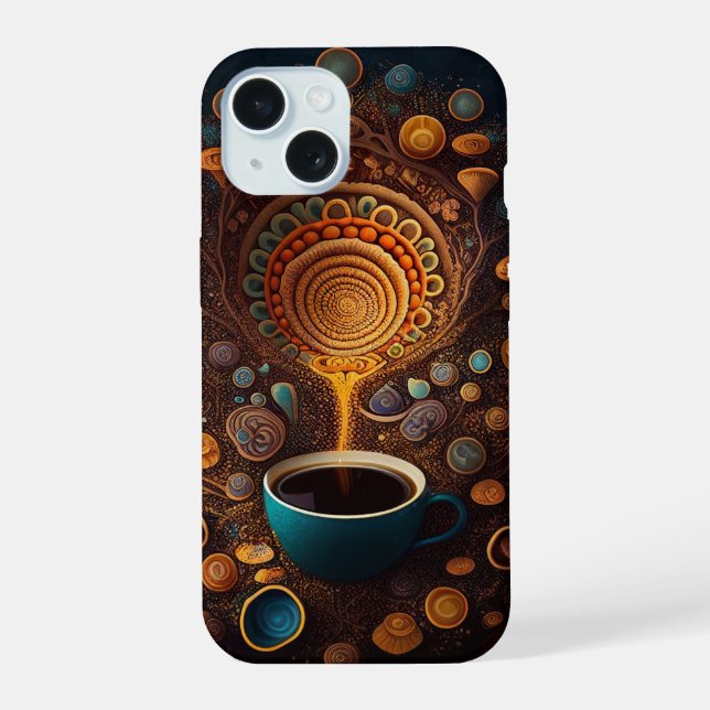 Neon Charlie Chameleon, Textile Rainforest Collage iPhone 15 Case (Back)