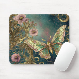 Neon Charlie Chameleon, Textile Rainforest Collage Mouse Pad