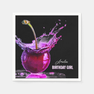 Neon Cherry Personalised Napkin