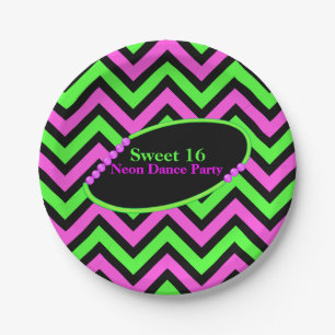 Neon Chevron Custom Party Paper Plate