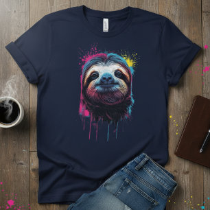 Neon Chill — Colour Splash Sloth, Artistic Animal T-Shirt