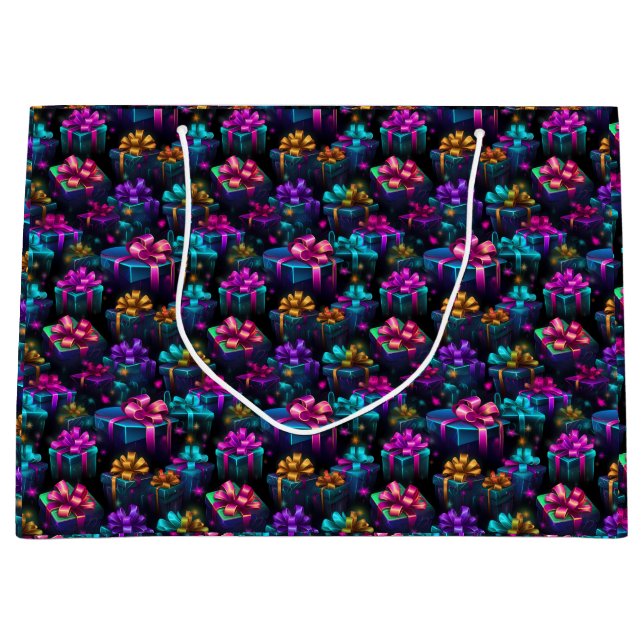 Neon Christmas Gifts Large Gift Bag (Front)