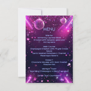 Neon Chrome New Year’s Eve Menu Y2K Holographic