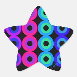 Neon Circles Star Sticker