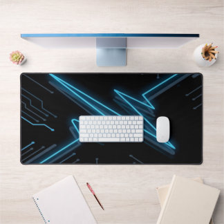 Neon Circuit Pulse Futuristic Gaming Desk Mat