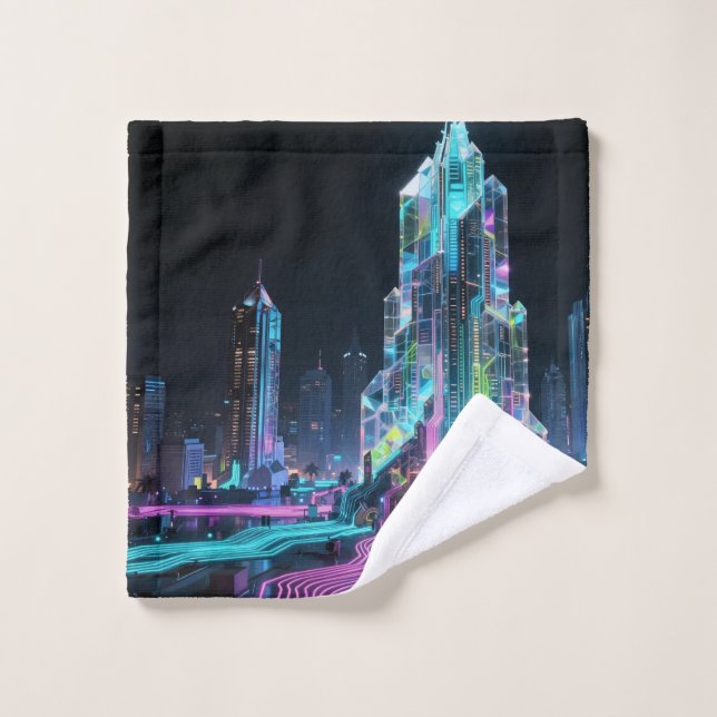 Neon City Bath Towel Set (Wash Cloth)